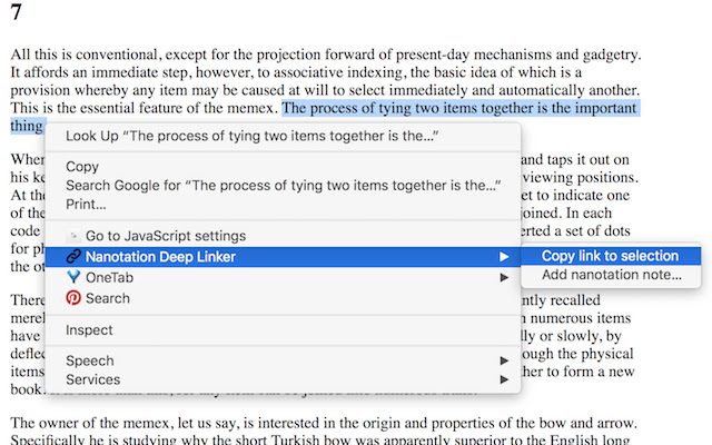 Nanotation Deep Linker  from Chrome web store to be run with OffiDocs Chromium online