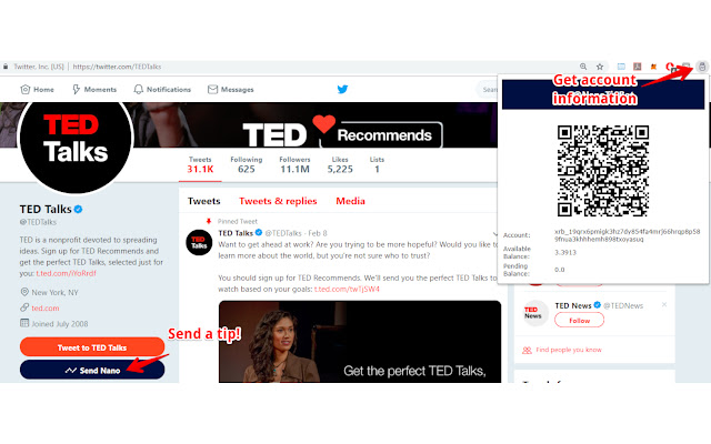NanoTipBot  from Chrome web store to be run with OffiDocs Chromium online
