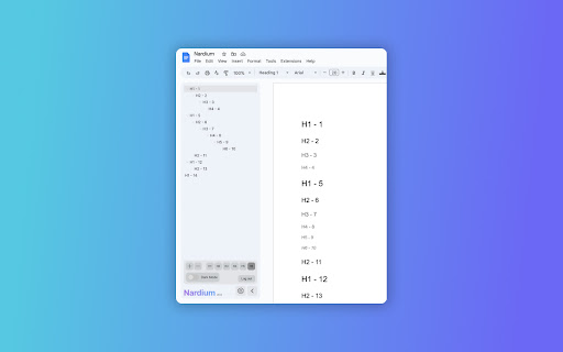 Nardium Google Docs Navigation  from Chrome web store to be run with OffiDocs Chromium online