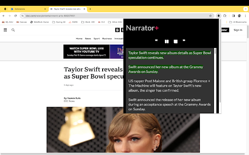 Narrator +  from Chrome web store to be run with OffiDocs Chromium online