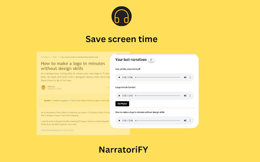 Narratorify: AI Text to Speech Turning your Articles into Podcast  from Chrome web store to be run with OffiDocs Chromium online