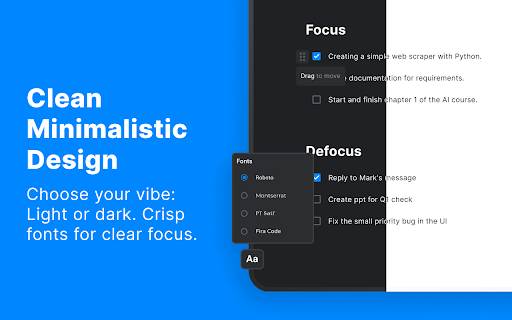 Narrow Focus: New Tab Todo List  from Chrome web store to be run with OffiDocs Chromium online