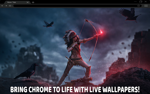 Native American Tribal Archer Hunter Crows Live Wallpaper  from Chrome web store to be run with OffiDocs Chromium online