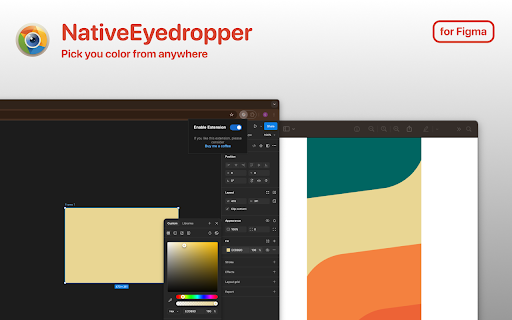 NativeEyedropper for Figma  from Chrome web store to be run with OffiDocs Chromium online