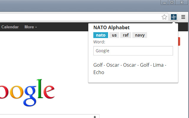 NATO Alphabet  from Chrome web store to be run with OffiDocs Chromium online