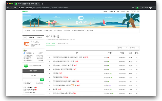 Naver Cafe Best Post  from Chrome web store to be run with OffiDocs Chromium online