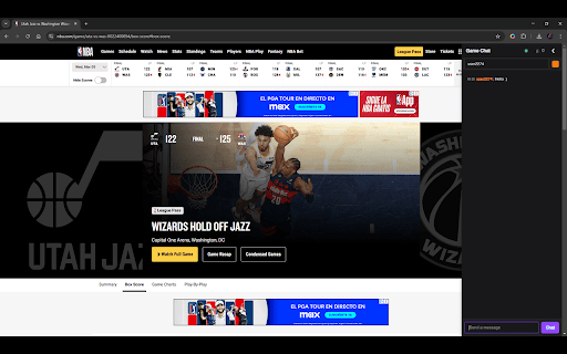 NBA Game Chat  from Chrome web store to be run with OffiDocs Chromium online