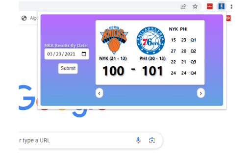 NBA Game History  from Chrome web store to be run with OffiDocs Chromium online