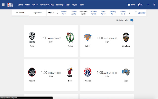 Chrome Web ストアの NBA タイムゾーン拡張機能を OffiDocs Chromium オンラインで実行する