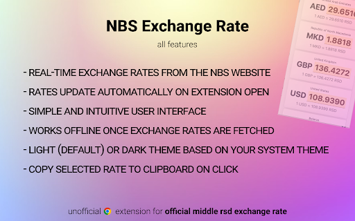 NBS Exchange Rate  from Chrome web store to be run with OffiDocs Chromium online