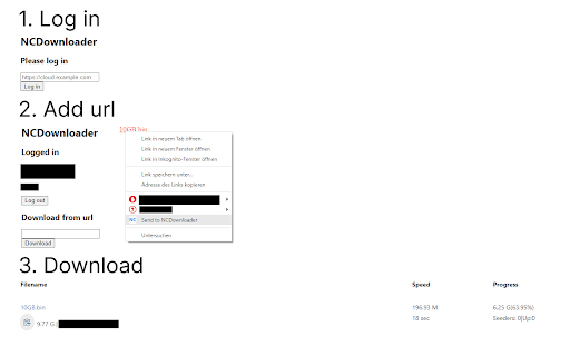 NCDownloader  from Chrome web store to be run with OffiDocs Chromium online