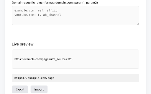 Neat URL Cleaner  from Chrome web store to be run with OffiDocs Chromium online