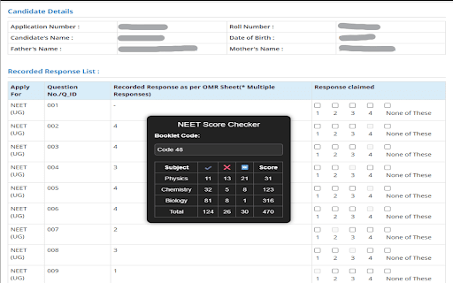 NEET Score Checker (By neetandclear.in)  from Chrome web store to be run with OffiDocs Chromium online