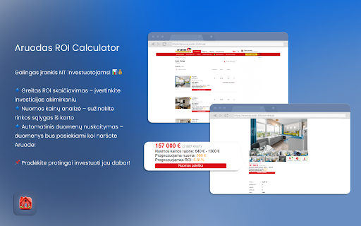 Nekilnojamojo Turto Skelbimų ROI (Real Estate Listing ROI)  from Chrome web store to be run with OffiDocs Chromium online