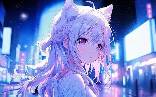 Neko Anime Girl In The Rain Live Wallpaper  from Chrome web store to be run with OffiDocs Chromium online