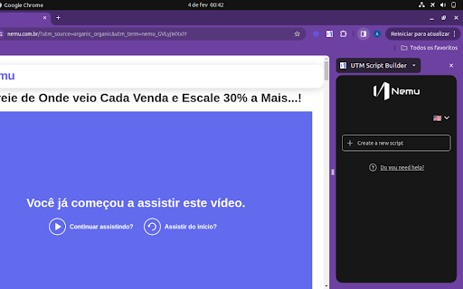 Nemu UTM Script Builder  from Chrome web store to be run with OffiDocs Chromium online
