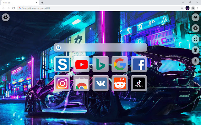 Neon Super Car HD Wallpaper New Tab  from Chrome web store to be run with OffiDocs Chromium online