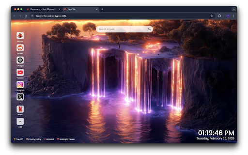 Neon Waterfall Live Wallpaper  from Chrome web store to be run with OffiDocs Chromium online