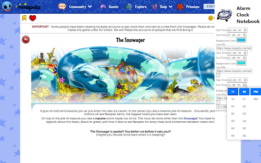 Neopets Alarm Clock Notebook  from Chrome web store to be run with OffiDocs Chromium online