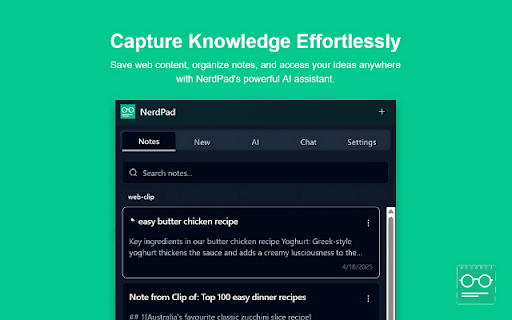 NerdPad: Smart Notes powered by Gemini AI  from Chrome web store to be run with OffiDocs Chromium online
