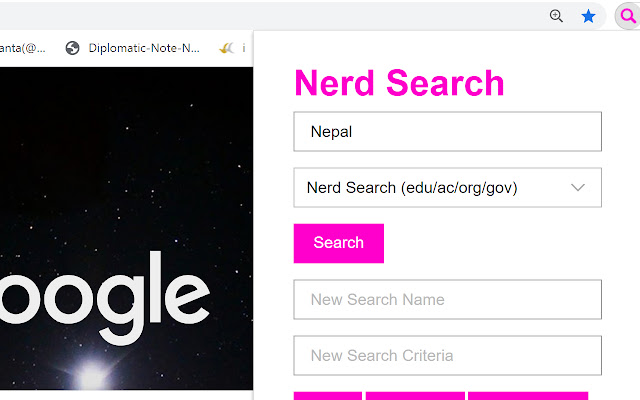 Nerd Search  from Chrome web store to be run with OffiDocs Chromium online