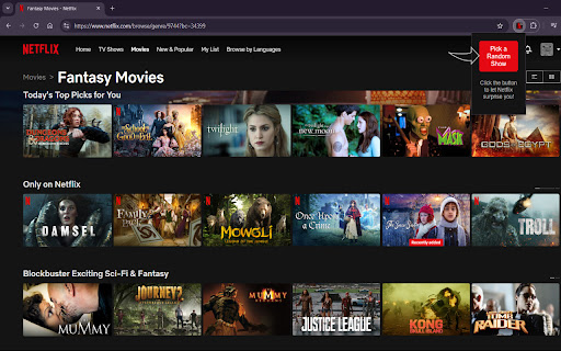 NetFlicks – Random Netflix Movie  Show Picker  from Chrome web store to be run with OffiDocs Chromium online