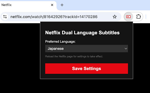 Netflix Dual Language Subtitles  from Chrome web store to be run with OffiDocs Chromium online