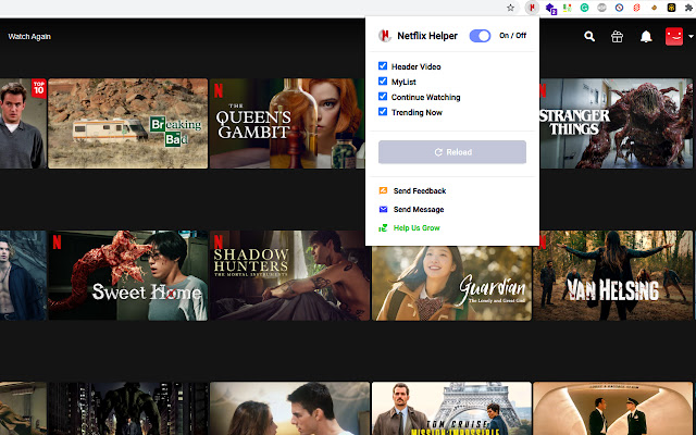 Netflix Helper  from Chrome web store to be run with OffiDocs Chromium online