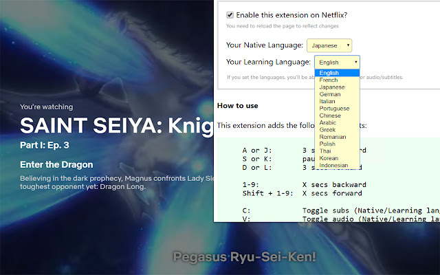 Netflix Keyboard Shortcuts Plus  from Chrome web store to be run with OffiDocs Chromium online
