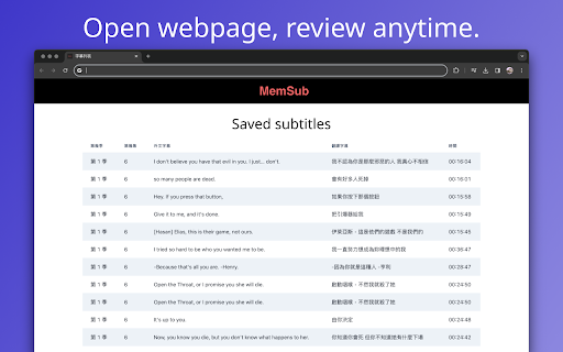 Netflix 雙語字幕 MemSub  from Chrome web store to be run with OffiDocs Chromium online