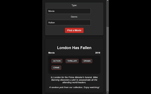 Netflix Movie Chooser  from Chrome web store to be run with OffiDocs Chromium online