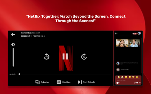 Netflix Party with video call  from Chrome web store to be run with OffiDocs Chromium online