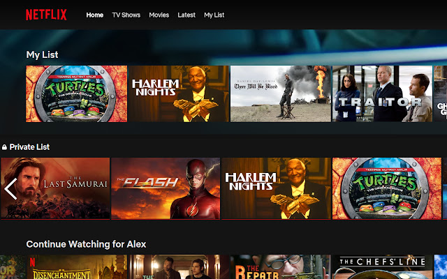 Netflix Private List  from Chrome web store to be run with OffiDocs Chromium online