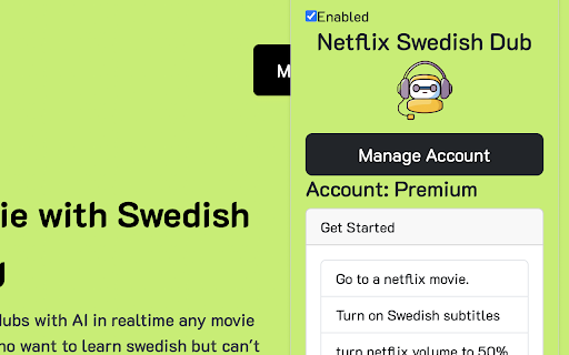 Netflix Swedish Dub  from Chrome web store to be run with OffiDocs Chromium online
