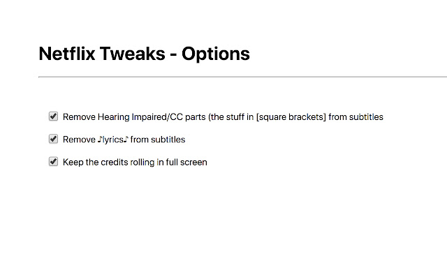 Netflix Tweaks  from Chrome web store to be run with OffiDocs Chromium online