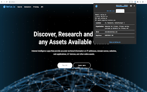 Netlas.io  from Chrome web store to be run with OffiDocs Chromium online