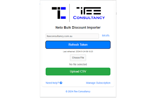 Neto Discount Importer — iTee Consultancy  from Chrome web store to be run with OffiDocs Chromium online