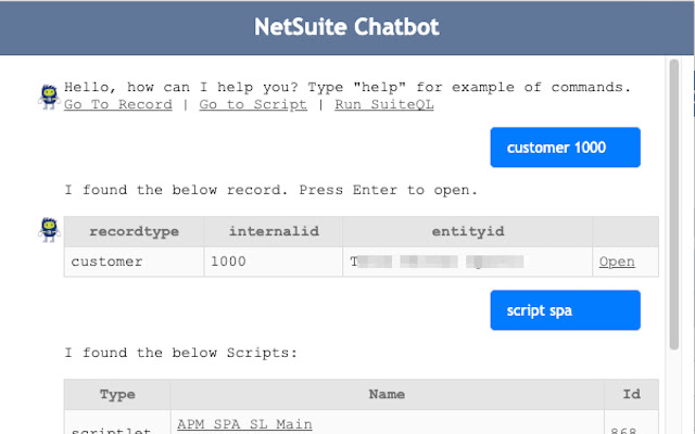 NetSuite Chatbot  from Chrome web store to be run with OffiDocs Chromium online