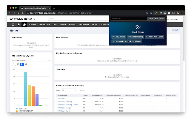 NetSuite Quick Access  from Chrome web store to be run with OffiDocs Chromium online