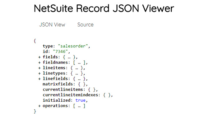 NetSuite Record JSON Viewer  from Chrome web store to be run with OffiDocs Chromium online