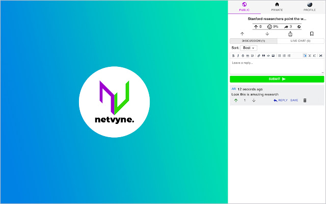 Netvyne Extension  from Chrome web store to be run with OffiDocs Chromium online