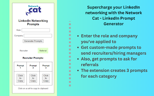 Network Cat LinkedIn Prompts  from Chrome web store to be run with OffiDocs Chromium online