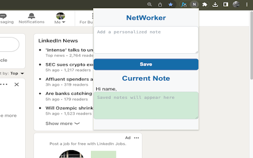 NetWorker  from Chrome web store to be run with OffiDocs Chromium online