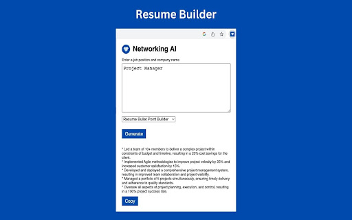 Networking AI Cover Letter Generator  from Chrome web store to be run with OffiDocs Chromium online