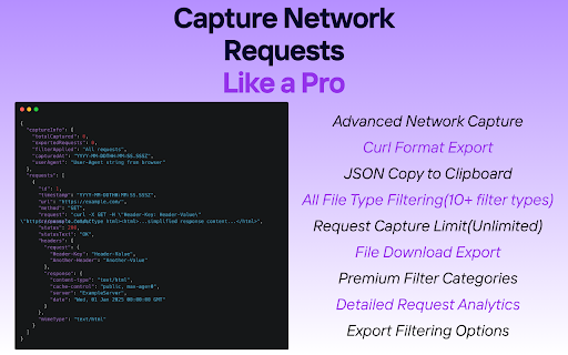 Network Request Capturer Pro  from Chrome web store to be run with OffiDocs Chromium online
