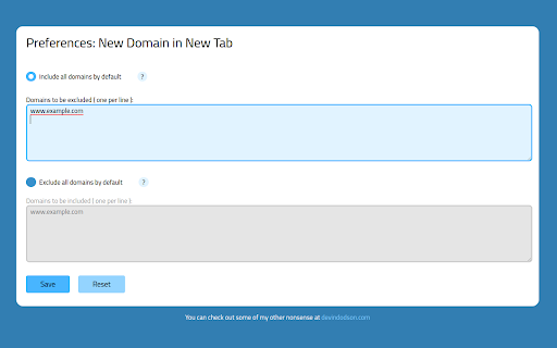 New Domain in New Tab  from Chrome web store to be run with OffiDocs Chromium online