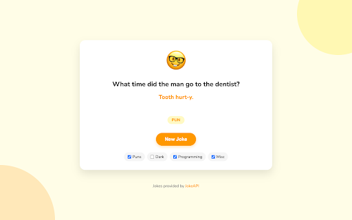 New Joke Tab  from Chrome web store to be run with OffiDocs Chromium online
