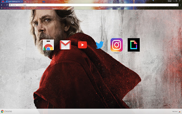 New Luke Skywalker is back in the Jedi |Theme  from Chrome web store to be run with OffiDocs Chromium online