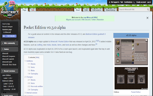 New Minecraft Wiki  from Chrome web store to be run with OffiDocs Chromium online