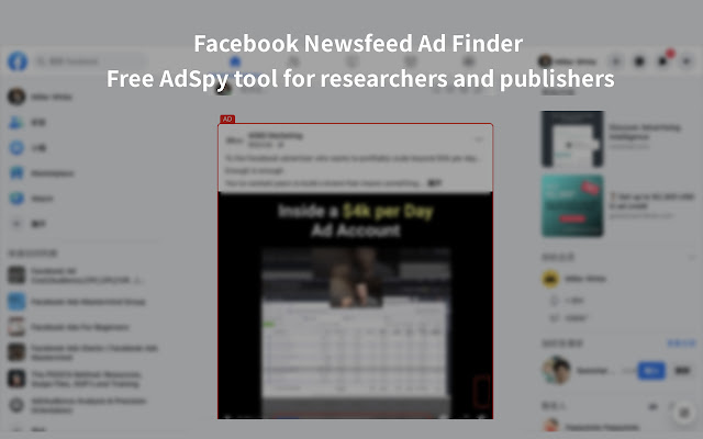 Newsfeed Ad Finder  from Chrome web store to be run with OffiDocs Chromium online